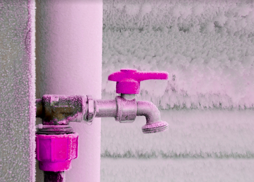 Outdoor faucet in Erlanger, KY, covered in frost