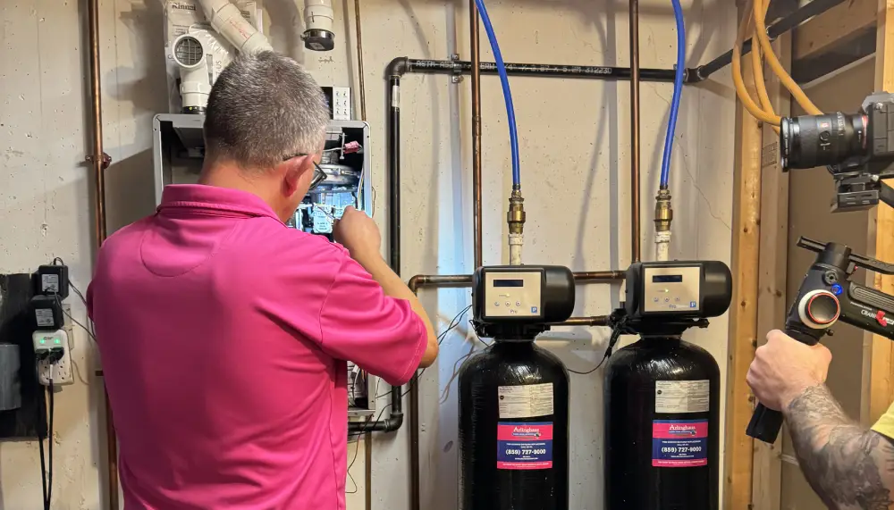 Tech preparing to service HVAC